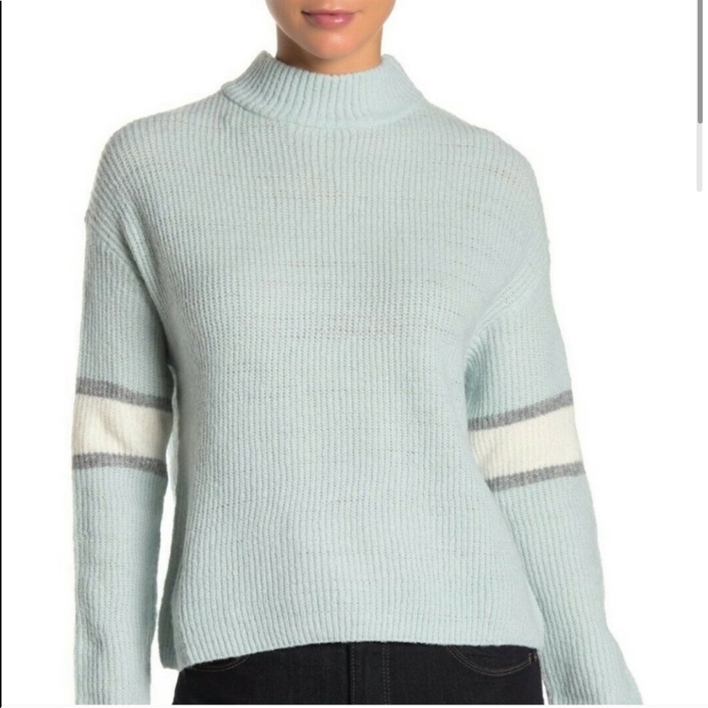 John + Jenn Light Blue Stripe Knit Sweater